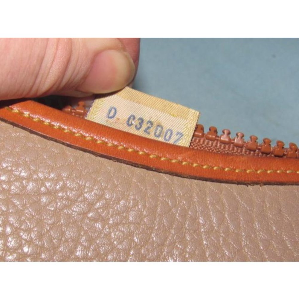 Dooney And Bourke Vintage Taupe & Cognac Brown Leather  HOBO Shoulder Bag - Picture 7 of 16